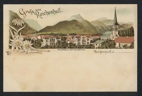 Lithographie Reichenhall, Reichenhall vom Gradierhaus