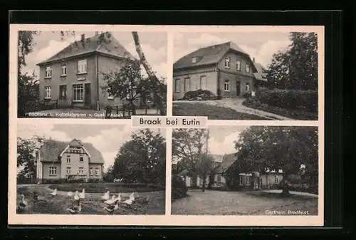 AK Braak bei Eutin, Bäckerei Knaack, Gasthaus Bredfeldt