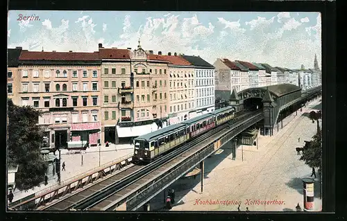 AK Berlin-Kreuzberg, Hochbahnstation Kottbuserthor, U-Bahn-Station