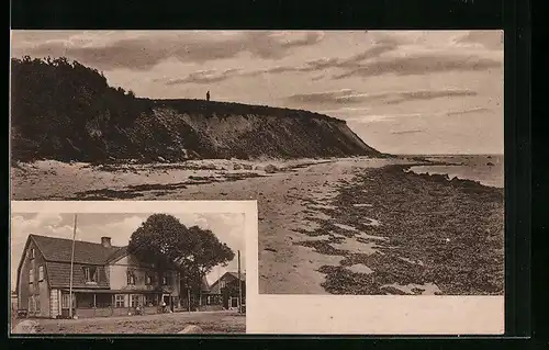 AK Hohwacht b. Lütjenburg, Strandpartie mit Hotel