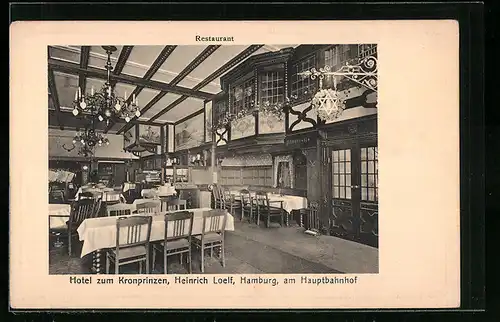 AK Hamburg-Neustadt, Hotel zum Kronprinzen, Heinrich Loelf, Restaurant
