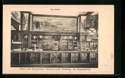 AK Hamburg-Neustadt, Hotel zum Kronprinzen, das Buffet