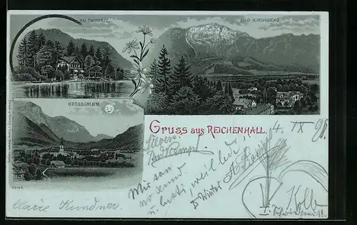 Lithographie Reichenhall, Bad Kirchberg, Grossgmain, Am Thumsee