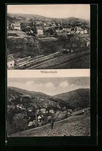 AK Wildersbach, Ortsansichten, Spaziergänger auf Hügel