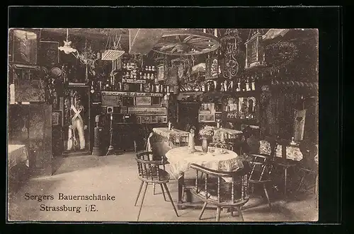 AK Strassburg i /E., Gasthaus Sergers Bauernschänke, Innenansicht