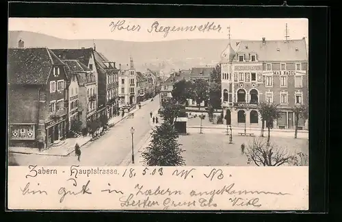 AK Zabern, Café Central in der Hauptstrasse