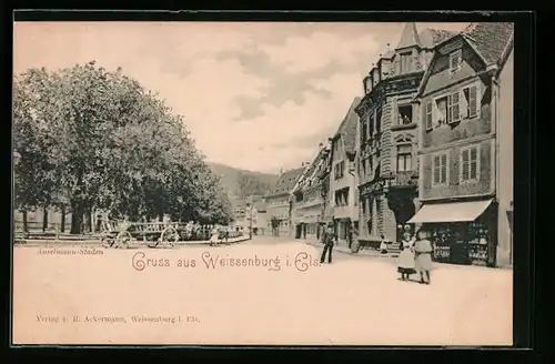 AK Weissenburg, Strasse mit Geschäften