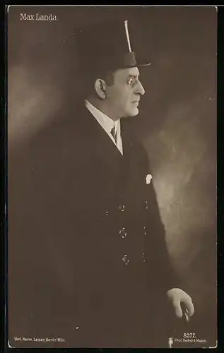 AK Schauspieler Max Landa mit Zylinder