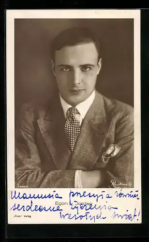 AK Schauspieler Egon v. Jordan mit verschränkten Armen