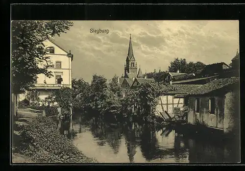 AK Siegburg, Flusspartie zwischen Häusern