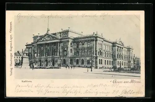 AK Hamburg-Altona, Rathaus mit Vorplatz