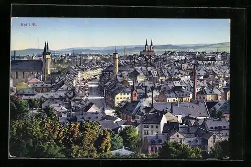 AK Hof i. B., Teilansicht der Stadt
