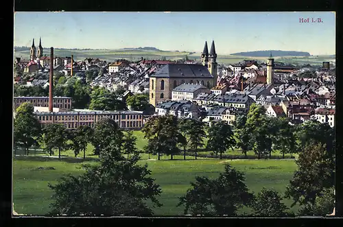 AK Hof i. B., Teilansicht der Stadt