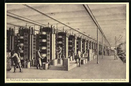 AK Hamburg-Wandsbek, 10. Reichard-Kakao-Werk, Hydraulische Pressen