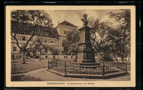 AK Messkirch, Kreutzerdenkmal mit Schloss