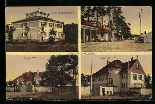 AK Lager Hammelburg, Generalsgebäude, Offiziersstrasse, Lazarett, Lager-Wirtshaus