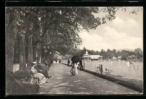 AK Baden-Baden, Lichtenthaler-Allee mit Lawn-Tennisplatz