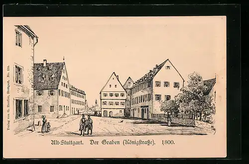 AK Alt-Stuttgart, Der Graben ( Königstrasse) um 1800