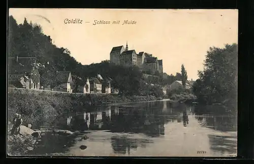 AK Colditz, Schloss mit Mulde