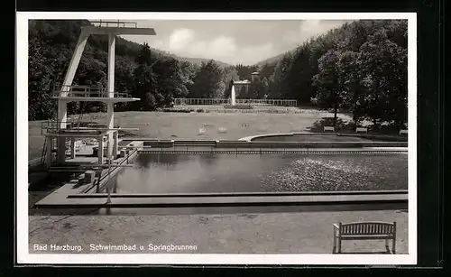 AK Bad Harzburg, Schwimmbad und Springbrunnen