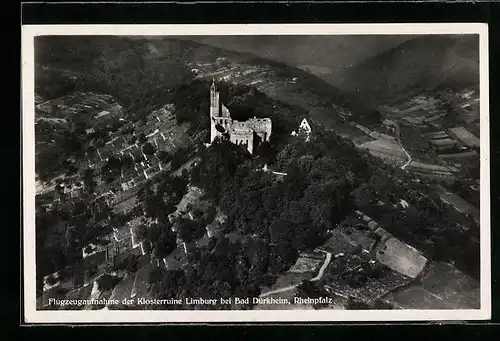 AK Bad Dürkheim, Klosterruine Limburg vom Flugzeug aus gesehen