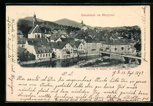 AK Gernsbach / Murgtal, Ortsansicht aus der Vogelschau