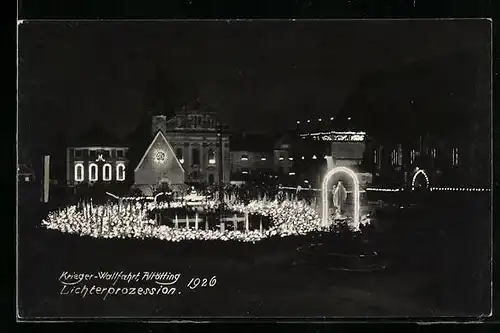 AK Altötting, Krieger-Wallfahrt 1926, Lichterprozession