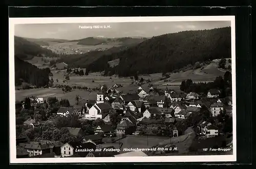 AK Lenzkirch / Schwarzwald, Ortsansicht mit Feldberg