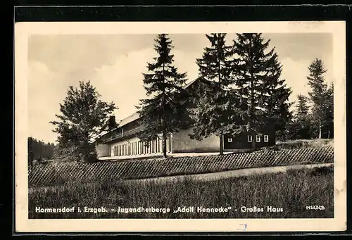 AK Hormersdorf / Erzgeb., Jugendherberge Adolf Hennecke, Grosses Haus