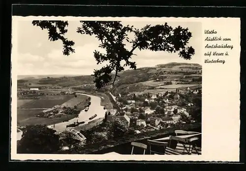 AK Vlotho, Ausblick vom Amtshausberg auf Weser und Winterberg