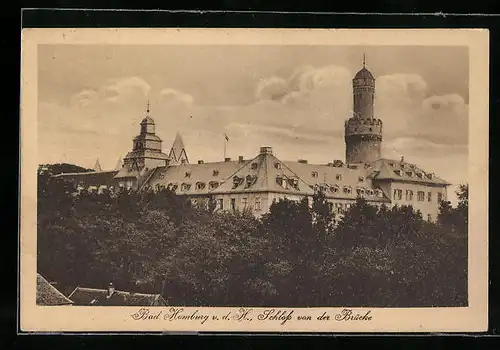 AK Bad Homburg v. d. H., Schloss von der Brücke aus gesehen