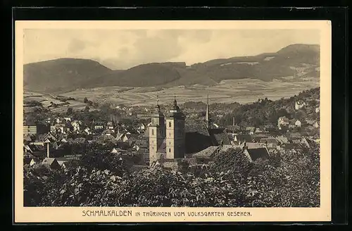 AK Schmalkalden / Thür., Ortsansicht vom Volksgarten aus gesehen