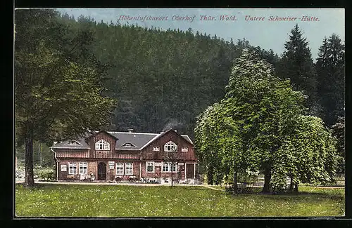 AK Oberhof / Thür., Wald, Gasthaus Untere Schweizer Hütte