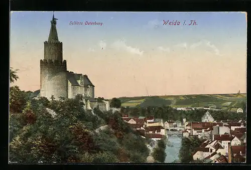 AK Weida i. Thür., Schloss Osterburg, Ortsansicht aus der Vogelschau