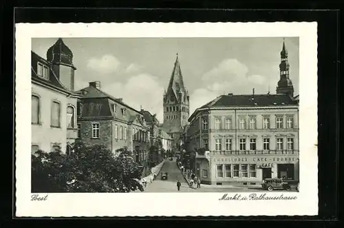 AK Soest, Markt mit Rathausstrasse und Café Fromme