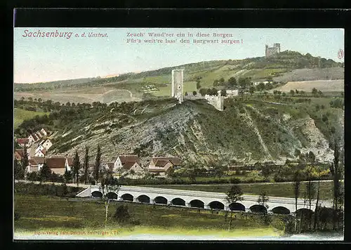 AK Sachsenburg a. d. Unstrut, Ortsansicht aus der Vogelschau