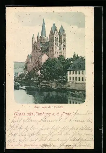 AK Limburg / Lahn, Dom von der Brücke aus gesehen