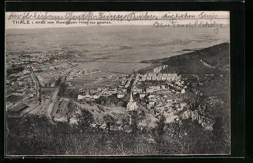 AK Thale im Harz, Ansicht vom Rosstrappen-Hotel gesehen