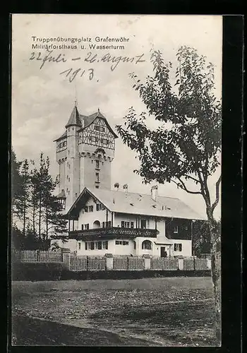 AK Grafenwöhr, Truppenübungsplatz-Militärforsthaus und Wasserturm