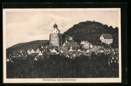 AK Herrenberg, Ortsansicht mit Schlossberg