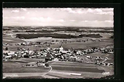 AK Obing /Obb., Totalansicht vom Flugzeug aus