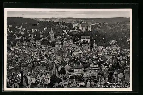 AK Marburg /Lahn, Stadtansicht vom Flugzeug aus