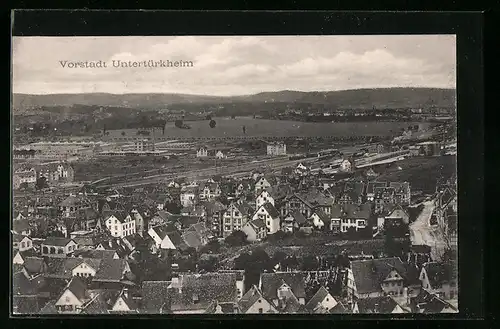 AK Untertürkheim, die Vorstadt aus der Vogelschau