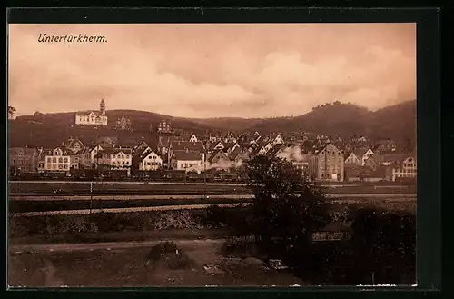 AK Untertürkheim, Ortsansicht aus der Ferne