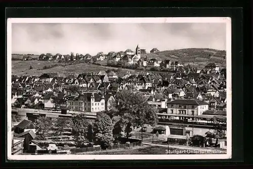 AK Stuttgart-Untertürkheim, Ortsansicht mit Bahnhof