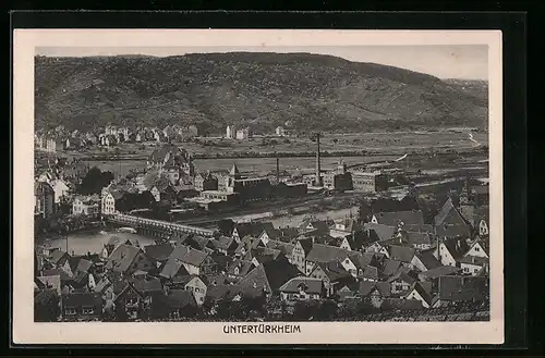 AK Untertürkheim, Ortsansicht von einem Berg aus