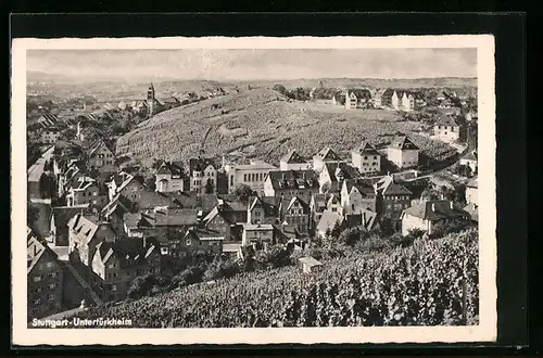 AK Stuttgart-Untertürkheim, Ortsansicht von einem Weinberg aus