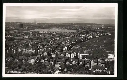 AK Untertürkheim, Totalansicht von einem Berg aus