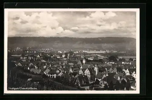 AK Stuttgart-Untertürkheim, Gesamtansicht aus der Vogelschau