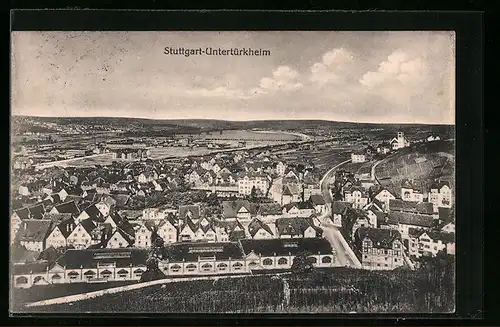 AK Stuttgart-Untertürkheim, Totalansicht aus der Vogelschau